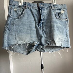 Wild Fable Blue Distressed Jean Shorts with Frayed Hem